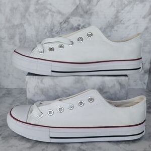 Yuanbo Classic White Canvas Sneakers Women 6.5 School Travel Comfy